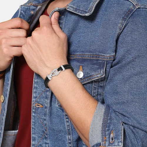 Vista 2 de Tommy Hilfiger Pulsera de cuero con mosquetón para hombre