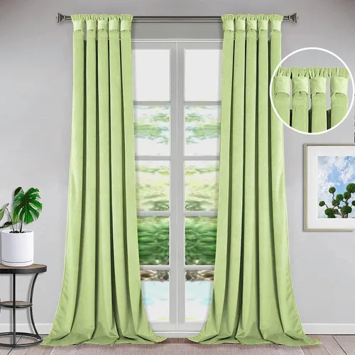 Vista 18 de Bhoomi Collection Cortinas opacas con pestaña superior para sala de estar, cortinas de ventana con aislamiento térmico, oscurecimiento de Rojo Sangre