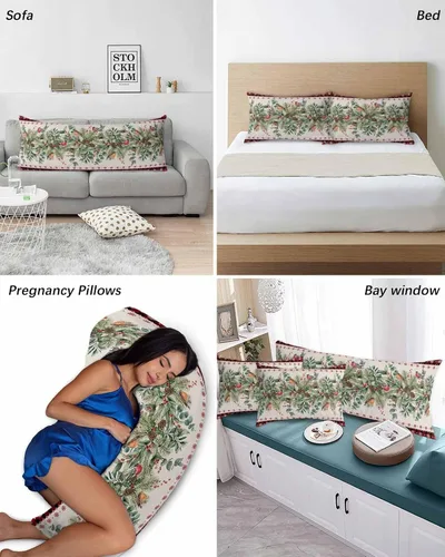 Vista 6 de Fundas de almohada navideñas de tamaño estándar, 2 paquetes de fundas de almohada suaves para cama, fundas de almohada para sofá de cuerpo largo