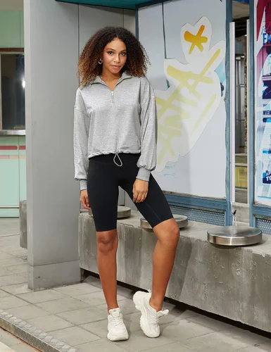 Vista 7 de Yeokou Sudadera corta para mujer, con media cremallera, manga larga, para entrenamiento