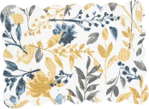Vista 2 de C&F Home Mantel individual rectangular de algodón festoneado de 13 x 19 pulgadas, diseño floral natural para el hogar, para todas las estaciones