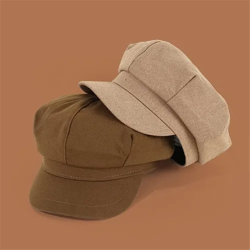 Vista 4 de YUTR Cappello ottagonale con Punta ottagonale da Uomo Autunno Inverno Caldo berretto Zucca Tinta Unita alla Moda