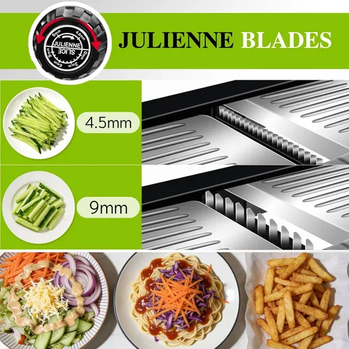 Vista 4 de MASTERTOP Rebanadora Mandolina de Acero Inoxidable Ajustable para Cocina. Rebanador de Vegetales, Cebolla, Papa, Fruta, Patatas Fritas, Cortador