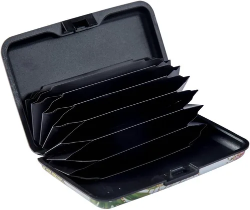 Vista 2 de Elfish Mini RFID Cartera de aluminio para tarjetas de crédito, funda de identificación de metal para hombres y mujeres, Pineapple), CX1002