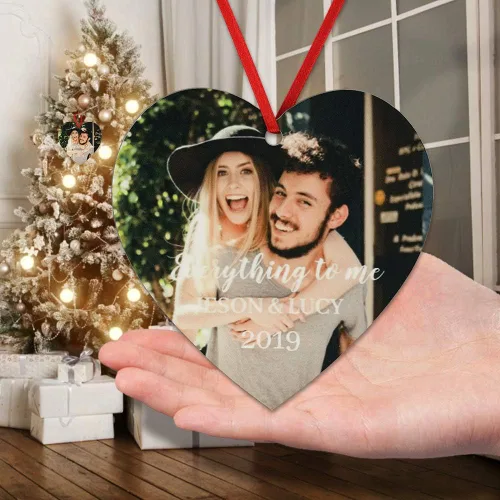 Vista 4 de Adornos de fotos de Navidad personalizados 2024 – Decoración de árbol de Navidad, adorno personalizado para colgar imagen familiar, decoración