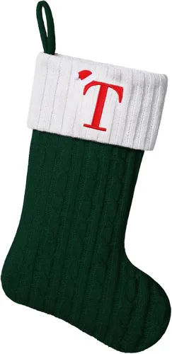 Vista 43 de Medias de Navidad personalizadas de 19 pulgadas con iniciales bordadas, medias de Navidad de punto negro para decoraciones de vacaciones familiares