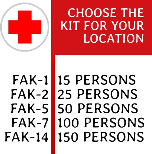 Vista 8 de Kit de emergencia de primeros auxilios Emergencias menores Cumple con ANSI Caja de plástico resistente a la intemperie GRAN TAMAÑO FAK-5