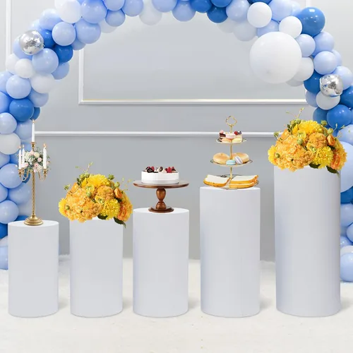 Vista 8 de Soportes cilíndricos para fiesta, 5 piezas, soportes de pedestal cilíndrico para fiestas, soporte de pedestal para decoración, soporte de pastel