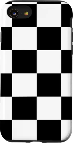 Vista 18 de Black and White Classic Checkered Big Checkerboard Pattern Case for iPhone 16