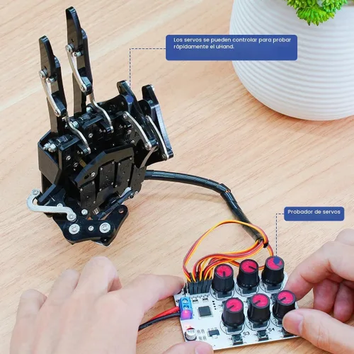 Vista 2 de Mano de Robot de Cinco Dedos con Movimiento Exclusivo, Brazo Mecánico Biónico de Robot de Bricolaje, Mano Izquierda