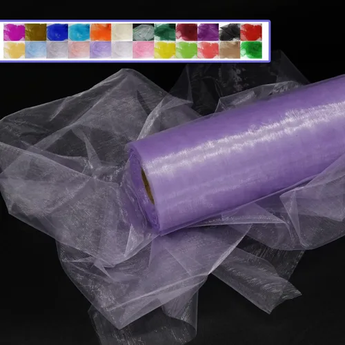 Vista 14 de Rollos de tela de tul de organza, organza cristal de 12" por 50 yardas (150 pies), carrete de malla de nailon transparente sedoso y brillante