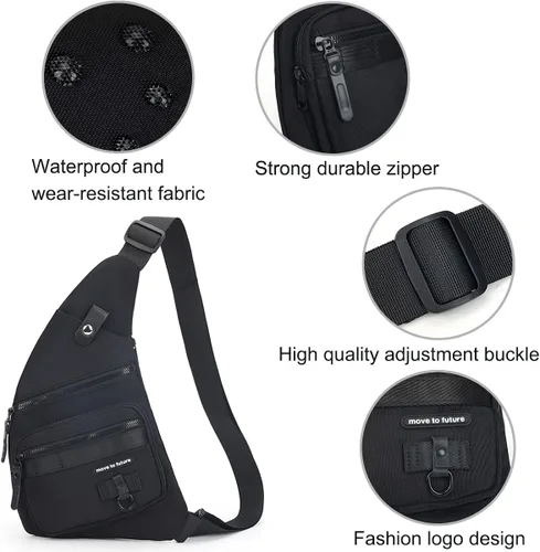 Vista 6 de Qidelong Bolso bandolera antirrobo cruzado en el pecho, mochila de hombro para mujeres y hombres, bolsa de bolsillo personal ligera para senderismo
