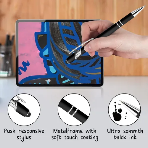 Vista 4 de Bolígrafo personalizado, 1 unidad, bolígrafo personalizado con logotipo de mensaje de nombre comercial grabado, lápiz digital de tinta negra suave