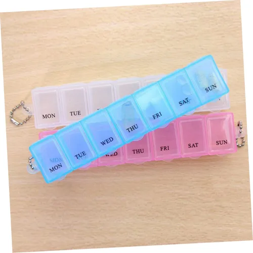 Vista 7 de Healifty Pastillero semanal para ancianos, paquete de 2 recipientes pequeños para pastillas portátiles, estuche diario para personas mayores