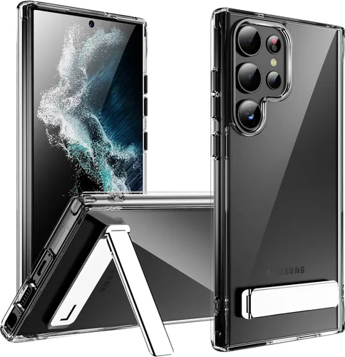 Vista 12 de CEDO - Funda con soporte para Samsung Galaxy S22 Ultra, ajustable en 3 direcciones con soporte de metal, parachoques a prueba de golpes de grado
