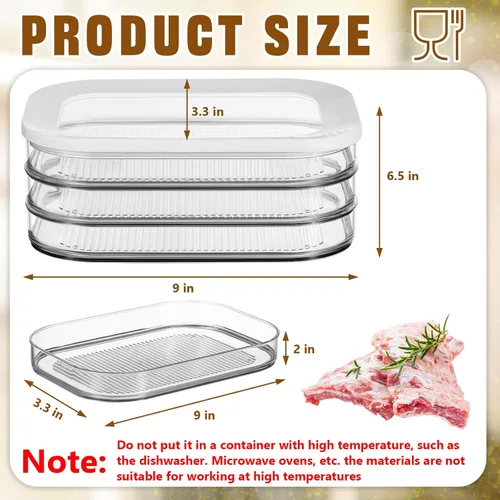 Vista 2 de Tioncy Recipiente de carne de delicatessen para nevera, contenedor de tocino para refrigerador, cajas de almacenamiento de alimentos apilables