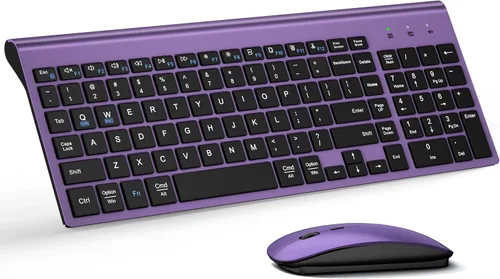 Vista 12 de Combo de teclado y mouse inalámbricos ultra delgado, TopMate - Azul Negro