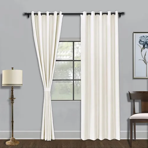 Vista 29 de Fcosie Cortinas opacas de lino de 50 pulgadas de ancho x 63 pulgadas de largo, paneles de cortina con ojales para sala de estar, dormitorio, baño
