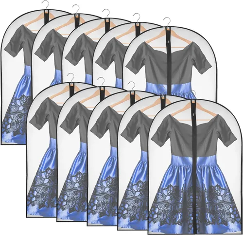 Vista 7 de Bolsas de ropa de 50 pulgadas para colgar ropa, fundas transparentes a prueba de trajes con refuerzos de 4 pulgadas para almacenamiento en armario
