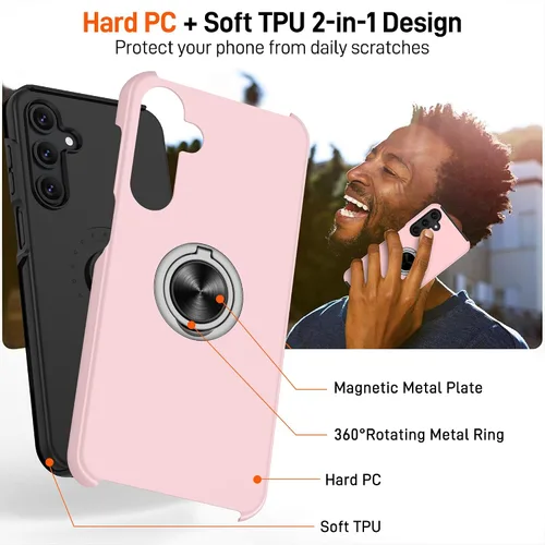 Vista 20 de Gritup - Funda para Galaxy A05S con protector de pantalla HD×2, funda protectora para teléfono a prueba de golpes con soporte magnético de anillo