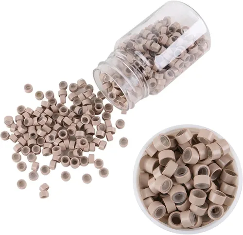 Vista 8 de 500 anillos de silicona con microeslabones de 0.197 in para extensiones de cabello, herramientas de microenlaces de aluminio para extensiones