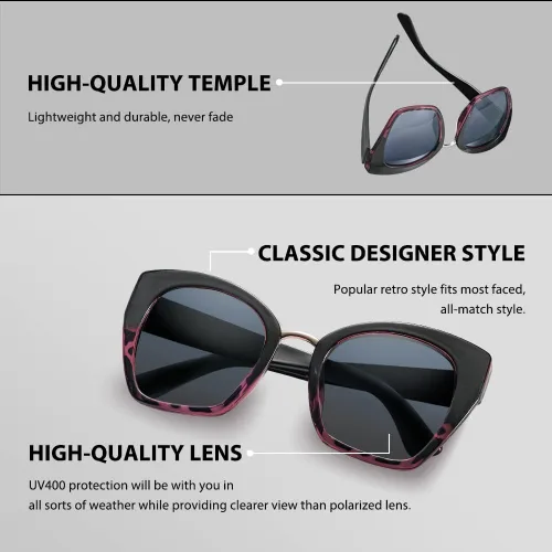 Vista 5 de MHOOW Gafas de sol de gran tamaño ojo de gato para mujer 2023 Rosado
