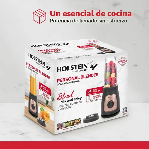 Vista 8 de Holstein Housewares Licuadora personal – Tarro de viaje de 25 onzas, perilla de dos velocidades con función de pulso, cuchillas de acero inoxidable