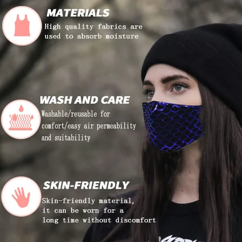 Vista 6 de Uoudio - Cubrebocas con cristal y diamantes de imitación, moderno y reutilizable para mujeres y mascarada