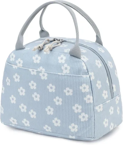 Vista 52 de Bluboon Bolsa de almuerzo para mujer, bonita bolsa de almuerzo de pana con correa para el hombro, reutilizable, aislada, gran capacidad
