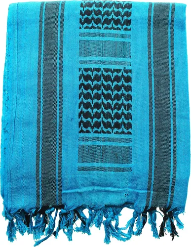 Vista 9 de ARMYU - Bufanda táctica militar árabe Shemagh, Keffiyeh, 100% de algodón Azul & blanco