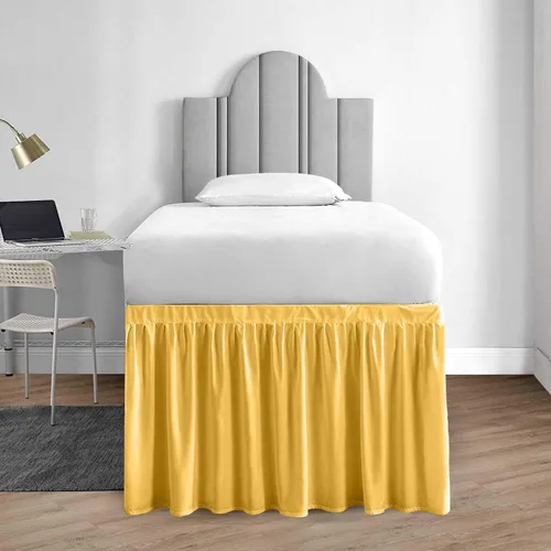 Vista 2 de Falda de cama de calidad de hotel de 800 hilos, 100% algodón con volantes, tamaño 42 pulgadas, suave, extra larga, elástica, para dormitorio, falda