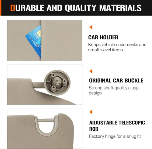 Vista 4 de AEagle Parasol de plástico simple para Dodge Ram 1500, 2500, 3500, 2002-2009, lado izquierdo del conductor, beige, sin luz