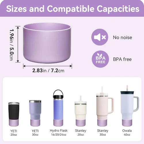 Vista 3 de Silicone Boot for Hydro Flask Wide Mouth 20 24oz, Standard Mouth 18 21 24oz Protective Bottom Sleeve for 24oz Travel, 12-20oz Bottle
