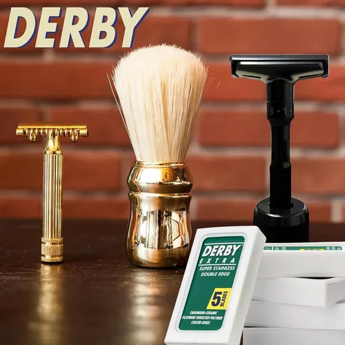 Vista 9 de 100 cuchillas de afeitar "Derby Extra Professional" de doble filo para maquinilla de afeitar recta