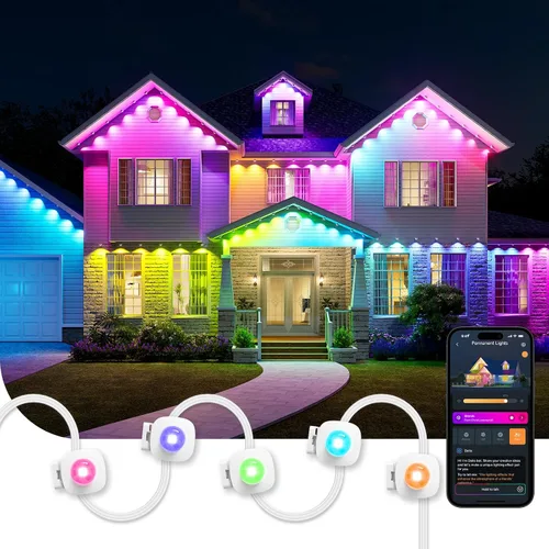 Vista 9 de Linkind - Cortina de luces inteligentes – Control de aplicación, pantalla GIF con patrón AI, funciona con Alexa Google Home, 400 luces LED que
