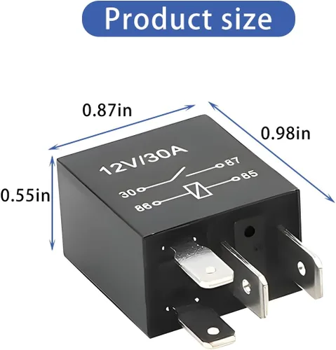 Vista 2 de Relé de Coche de 4 Pines 12V 30A, Relé de Arranque Impermeable Multiusos para Motor, Accesorios de Repuesto Eléctricos Automotrices Estándar