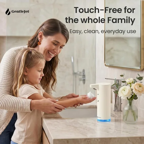 Vista 3 de GentleJet EasyFoam - Dispensador automático de jabón espumoso, bomba de sensor recargable USB-C, acero inoxidable 304, espuma ajustable, IPX5