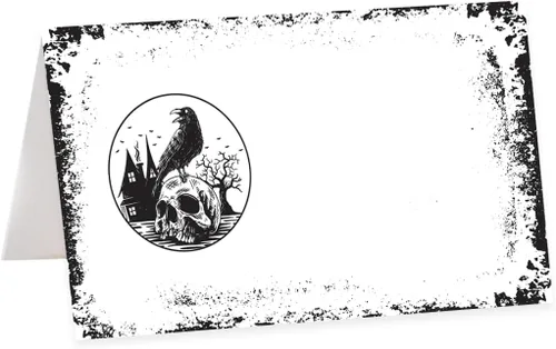 Vista 37 de Andaz Press Tarjetas de lugar con nombre de Halloween para colocar la mesa, etiquetas de alimentos en blanco para tarjetas de bufé de fiesta