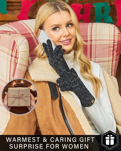Vista 6 de FZ FANTASTIC ZONE Womens Winter Touchscreen Gloves for Cold Weather, Chenille Warm Knit Gloves