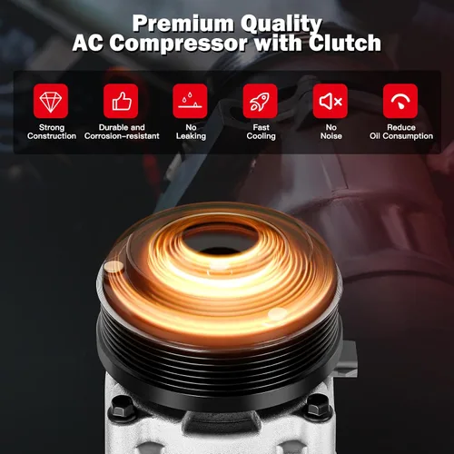 Vista 3 de cciyu Compresor de aire acondicionado apto para Ford Taurus para M-ercury Sable 3.0L 2001-2007 reemplaza al compresor de CA para automóvil 6 ranuras