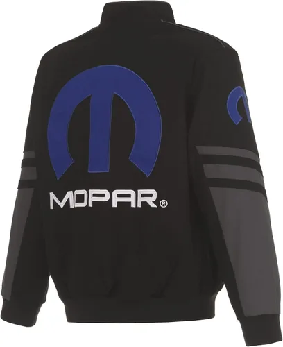 Vista 2 de JH DESIGN GROUP Chaqueta Mopar para hombre con bordado clásico de sarga