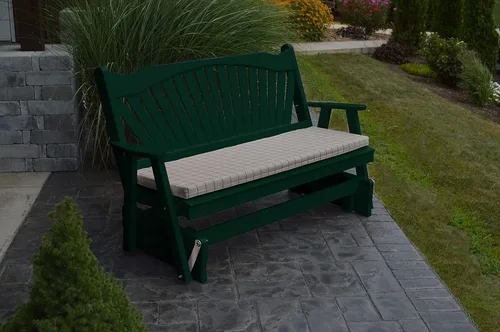 Vista 7 de Amish Made - Banco planeador de madera negra de 52 pulgadas de ancho con cojín marrón Negro