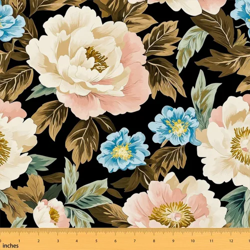 Vista 15 de Feelyou The Yard - Tela floral de hojas suave de 1 yarda para los amantes Beige y verde amarillo