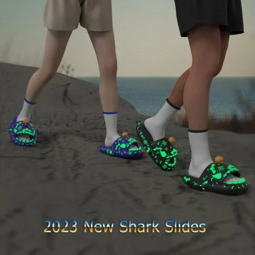 Vista 8 de Zureto Sandalias unisex de tiburón, sandalias de tiburón para adultos, sandalias de tiburón nublado para hombres y mujeres
