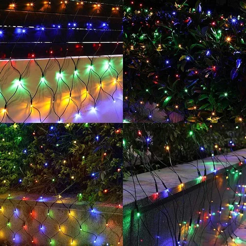 Vista 4 de Dazzle Bright - Red de luces de Navidad, 360 luces LED, 12 pies x 5 pies, cable verde impermeable, luces de malla conectables con 8 modos, Varios