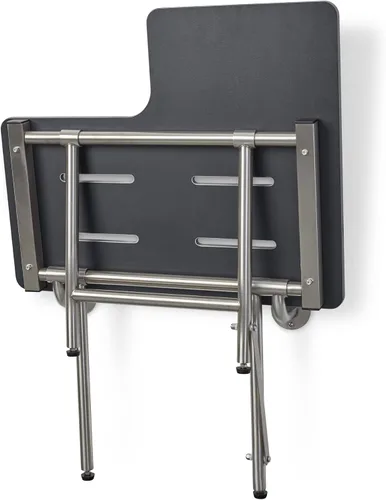 Vista 7 de Seachrome Asiento de ducha plegable reversible negro de 26 x 22.5 pulgadas con patas, compatible con ADA
