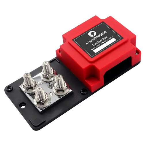 Vista 3 de Barra colectora 400A 12V-48V CC Bloque de distribución de energía de cobre resistente, 8XM10 (3/8 pulgadas), módulo independiente negativo positivo