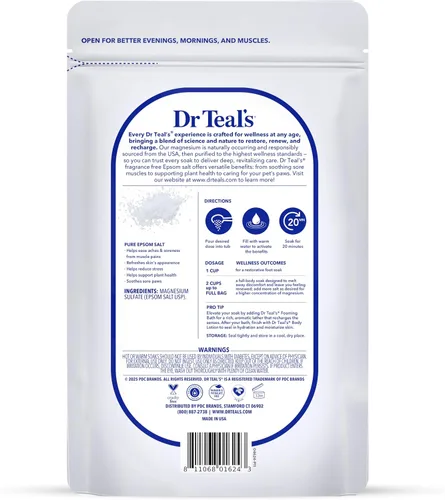 Vista 2 de Sales de Epsom con Magnesio para Remojo Dr Teal's, Sin Fragancia, 4 libras