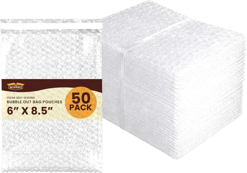 Vista 11 de The Boxery Bolsas de burbujas autoadhesivas transparentes de 3 x 5 pulgadas, paquete de 50