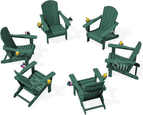 Vista 38 de SERWALL Silla Adirondack plegable, Silla Adirondack HDPE con textura de madera - gris